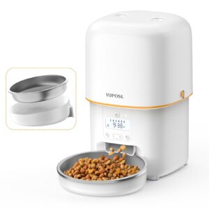 Automatic Cat Feeder, 3L Cat Food Dispenser with Over 180-day Battery Life, Anti-Jam Design, 1-6 Meals Per Day with Stainless Steel Cat Bowl, Keep Cat Dry Food Fresh, Also for Small Dog