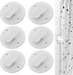 6 Pcs Shower Curtain Clips Self Adhesive Shower Splash Clips for Curtain Shower Curtain Weight Clip, Fix Shower Curtains and Curtains