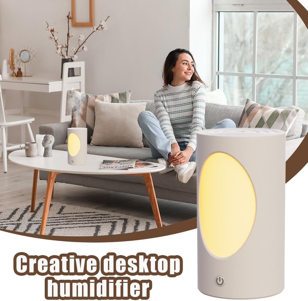 600ml Rechargeable Aroma Diffuser Humidifier with LED Lights - Portable Wireless Cool Mist Air Humidifier, USB-Powered, 12H Runtime, 3 Mist Modes + Night Light, for Bedroom, Office (White) - Image 2