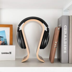 Linkidea Wooden Omega Headphones Stand/Wooden Headphone Hanger/Wood Headset Holder/Omega Earphone Desk Display Hanger - Wooden Headsets Walnut Finish
