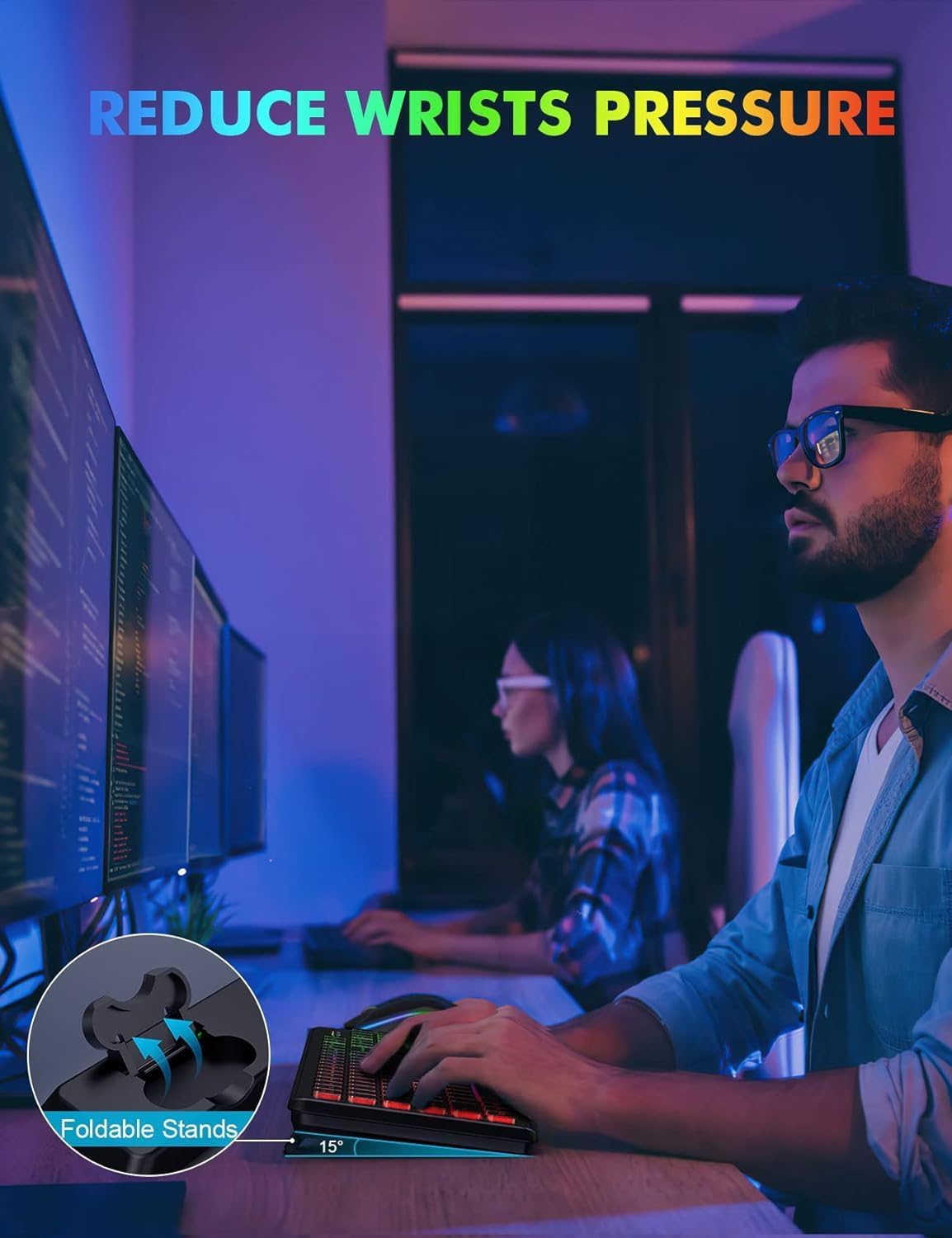 Wireless Keyboard and Mouse Combo, RGB Backlit, Rechargeable & Light Up Letters, Full-Size, Soft Typing, Sleep Mode, 2.4GHz Quiet Keyboard Set for Mac, Windows, Laptop, PC, Trueque KM42Pro (Black) - Image 6