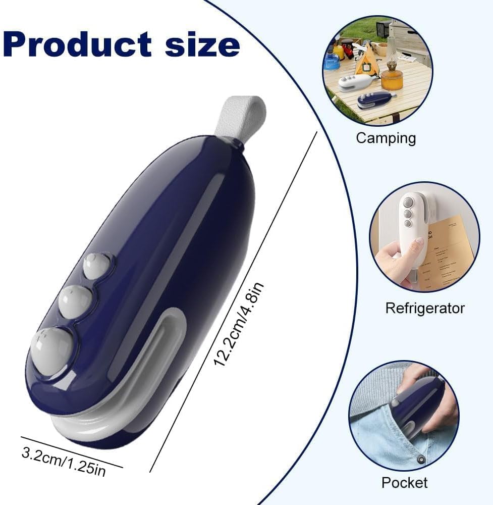 2 in 1 Mini Bag Sealer, 2025 New USB Rechargeable Chip Bag Sealer Heat Seal Tool, Portable Handheld Vacuum Food Sealer Bag Sealing Machine for Snacks and Vegetable Fresh Storage (White) - Image 6