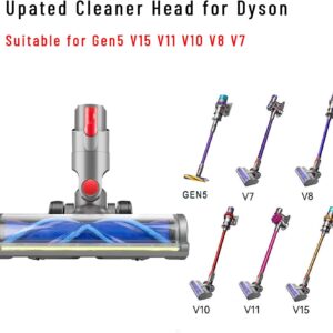 2025 Updated Dust Detect Vacuum Attachment Part for Dyson V15, V11, V10, V8, V7, G5, Brush Head with Full-Area Green LED Light, Ideal for Hardwood Floors & Short-Pile Carpets