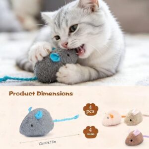4 Pack Colorful Plush Cat Toys Fluffy Mouse-Shaped Toys Soft Cat Plush Toys with Mint Flavor for Cats Highly Realistic Interactive Cat Toys Available in 4