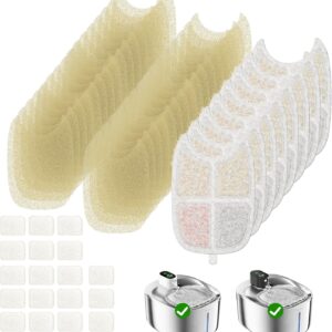 Wireless Cat Water Fountain Filter, 8 Pack Filters with 32 Pre-Filter Sponge for Cat Fountain Stainless Steel 135 fl oz, 6 Layer Replacement Filters for Pet Fountain Battery Operated