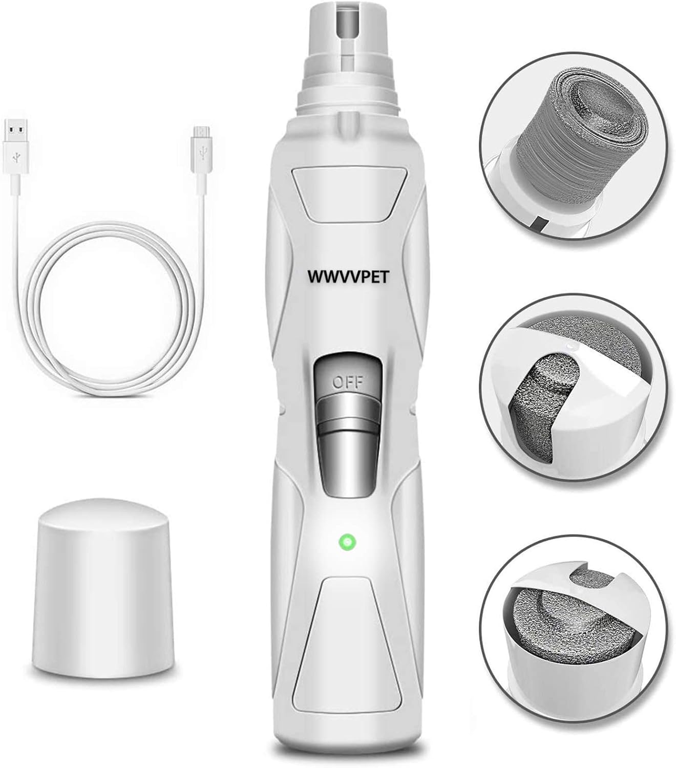 Pet Nail Grinder with LED Light & 2 Grinding Heads, 2-Speed Low Noise & More Powerful Dog Nail Grinder, Pet Nail Trimmer File, Painless Paw Claw Care, Quiet Toenail Grooming Tool for L/M/S Dogs/Cats - Image 9