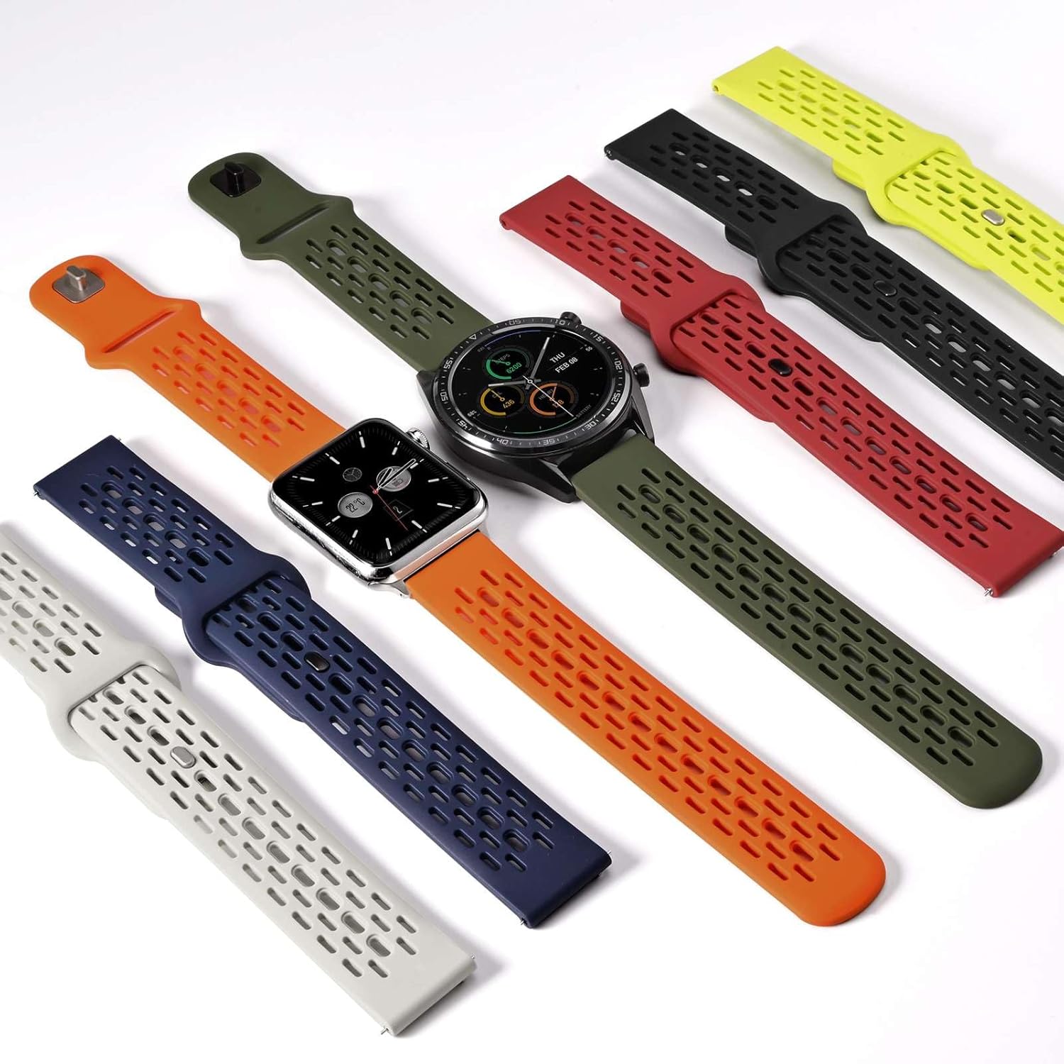 WOCCI Breathable Hollow Silicone Watch Bands, Comfortable Straps for Men and Women, Quick Release, 18mm 19mm 20mm 21mm 22mm - Image 9