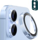 imluckies Camera Lens Protector for iPhone 17 6.3", [AR+AF] HD Clear Tempered Glass Lens Cover, 9H Hardness Scratch Resistant Individual Metal Ring, Case Friendly & Easy Install, Blue