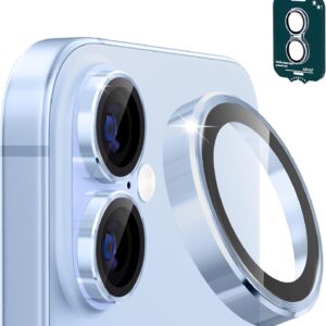 imluckies Camera Lens Protector for iPhone 17 6.3", [AR+AF] HD Clear Tempered Glass Lens Cover, 9H Hardness Scratch Resistant Individual Metal Ring, Case Friendly & Easy Install, Blue
