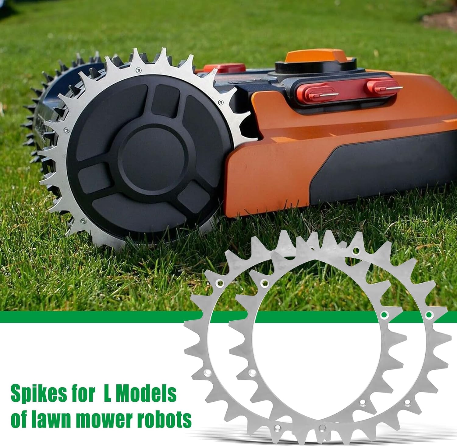 2 Pcs Stainless Steel Robotic Lawnmower Spikes with Screws for Traction Enhancer for Worx Landroid L Model Robotic Lawnmowers Robotic Lawnmowers Wheel Spikes for Accessory Off-Wheel Wheels - Image 4