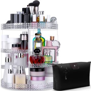 Awenia Makeup Organizer 360-Degree Rotating, Adjustable Makeup Storage, 7 Layers Large Capacity Cosmetic Storage Unit, Fits Different Types of Cosmetics and Accessories, Plus Size with Makeup Bag