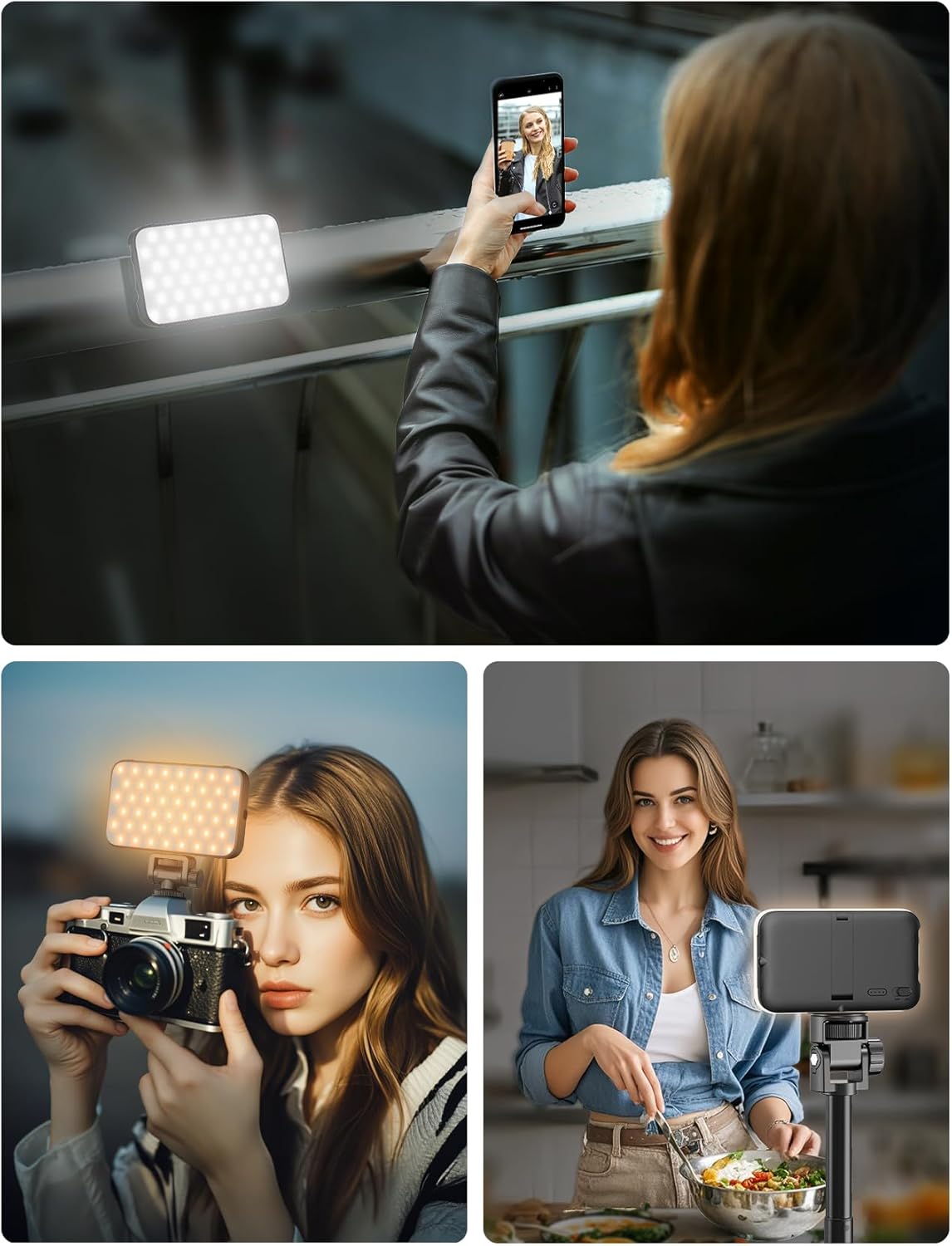 Selfie Light with Soft Diffuser & Built-in Stand – 96 LED Rechargeable Clip Fill Zoom Light for Phone, iPhone, iPad, Camera, for Makeup, TikTok, Vlog, and FaceTime Calls - Image 8