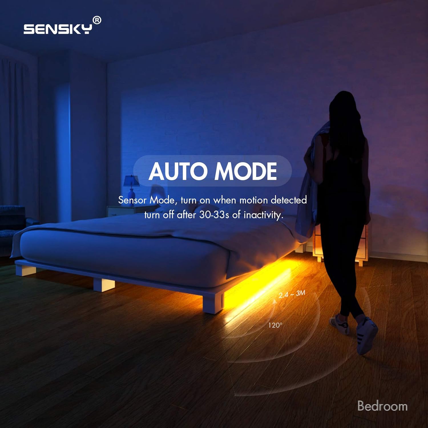 Sensky Motion Sensor LED Strip Lights Rechargeable Motion Activated Light Strip Dimmable Cabinet Strip Lighting for Wardrobe, Gun Safe, Cabinet, Pantry, Closet (1M, Warm White) - Image 6