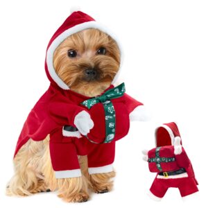 NACOCO Christmas Dog Hoodie Costume - Pet Gift Carrying Style Coat Clothes Christmas Santa Funny Apparel Outfit Winter Warm for Medium Dog Party Accessories Clothing(M)