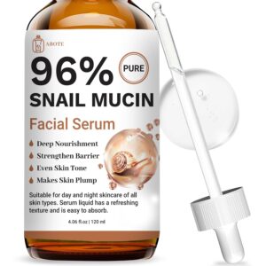 Snail Mucin Face Serum 120ml with Pure 96% Snail Secretion Filtrate, Deep Hydration, Refreshing Skincare for All Skin Types