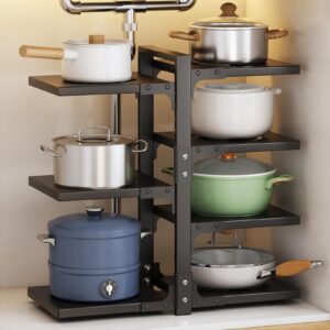 Pot Rack Organizers：CASONNIK 7-Tier Adjustable Heavy Duty Pan Organizer Rack for Cabinet ，Multiple Use Modes，Pot Rack & Pan Rack for Kitchen Counter and Cabinet