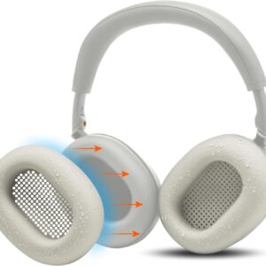 WC SweatZ XM6 – Patented Silicone Earpad Sweat Covers Compatible with Sony WH-1000XM6 by Wicked Cushions | Does not fit WC PadZ XM6 XL | Sweatproof & Easily Washable | Platinum Silver