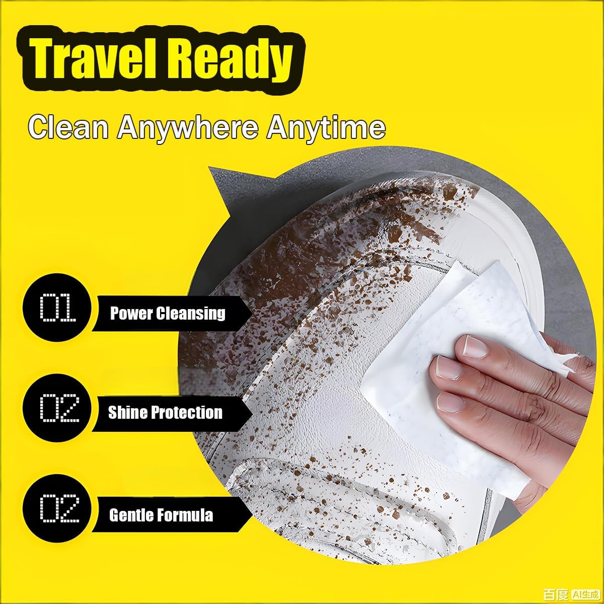 2 Pack 60 Count Shoe Sneaker Wipes Wipes, Disposable Travel Shoe Cleaning Wipes Remove Dirt & Stains - Image 2