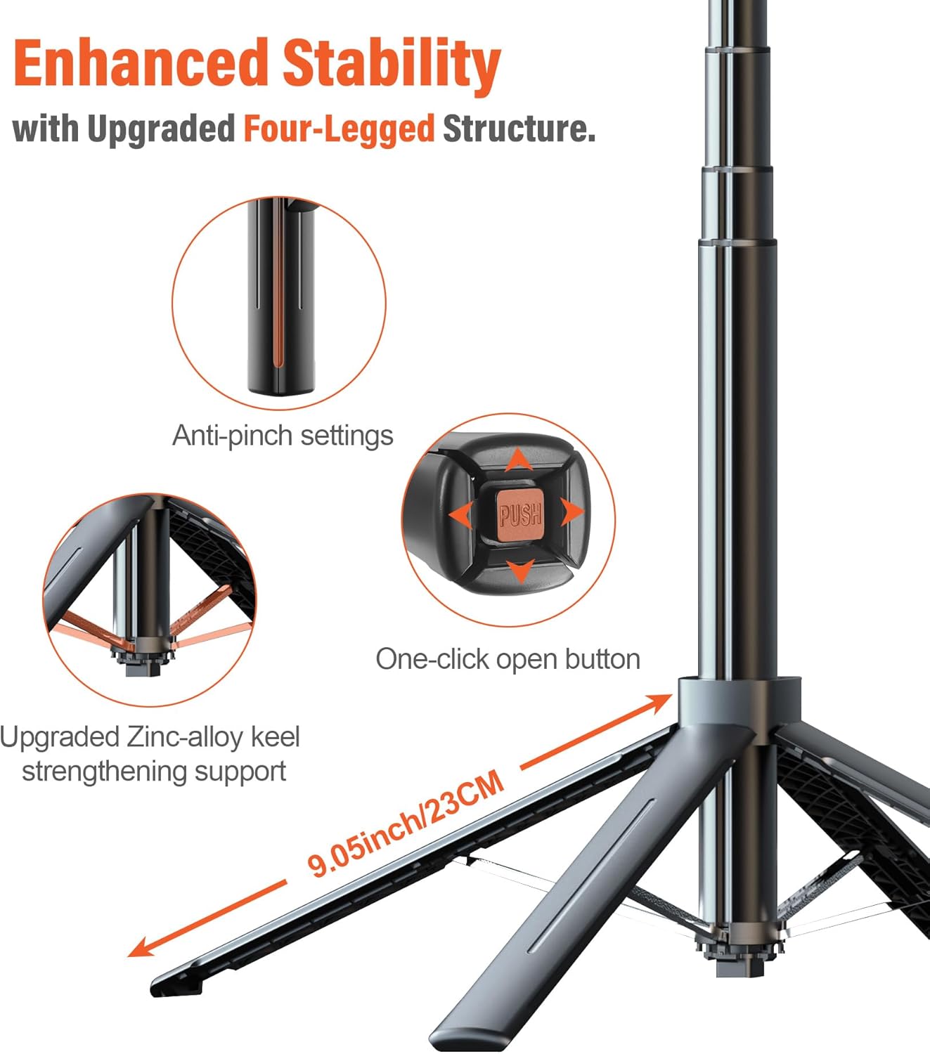 Selfie Stick Phone Tripod - 71 inch Tall Cell Phone Holder with Detachable Wireless Remote and 2 LED Lights for Recording, Video and Picture, Phone Stand for iPhone, Android, Camera & Gopro - Image 2