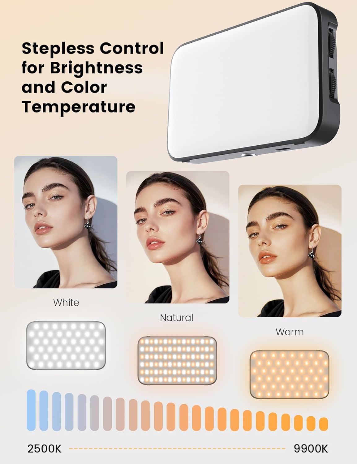 Selfie Light with Soft Diffuser & Built-in Stand – 96 LED Rechargeable Clip Fill Zoom Light for Phone, iPhone, iPad, Camera, for Makeup, TikTok, Vlog, and FaceTime Calls - Image 2