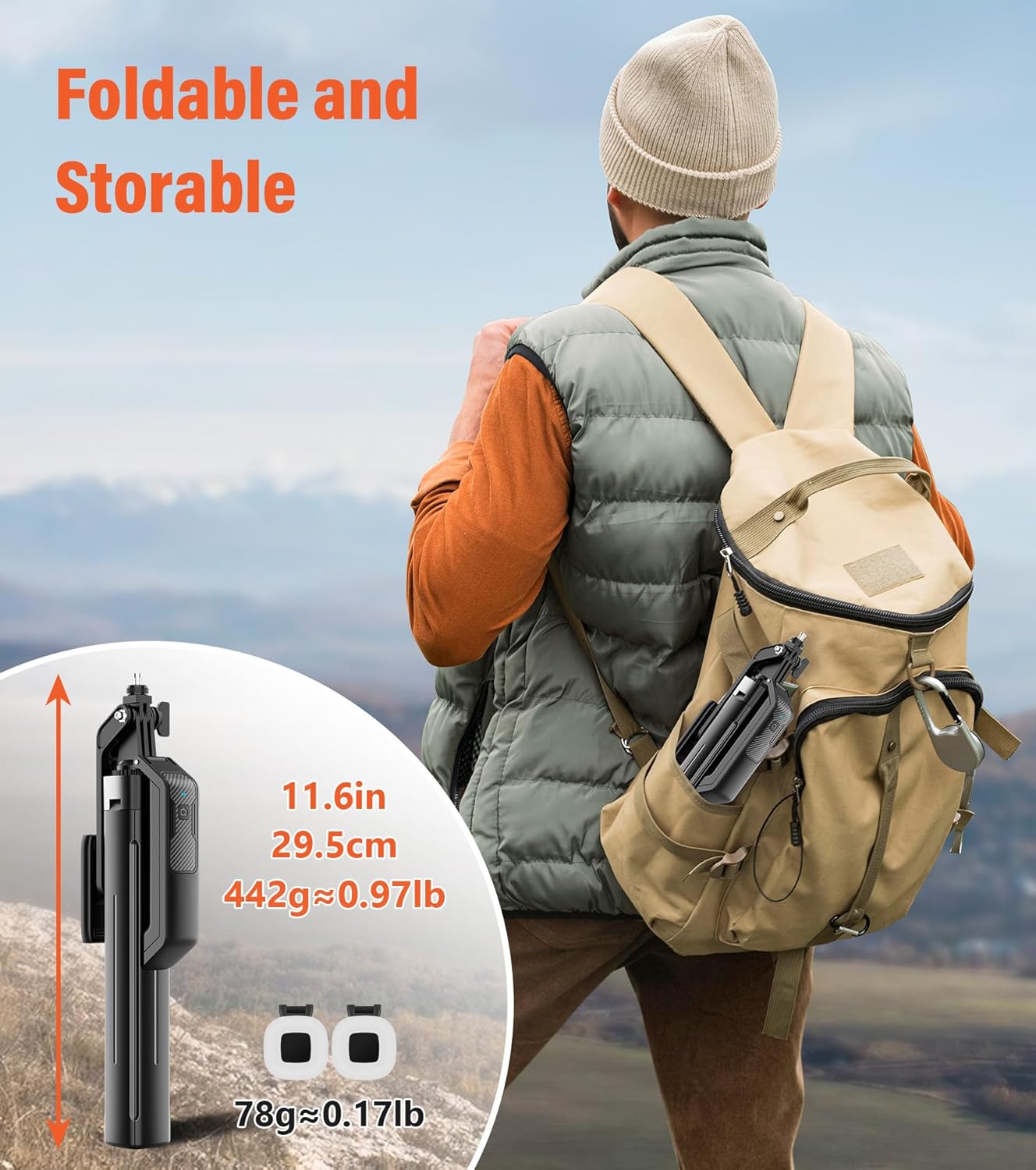 Selfie Stick Phone Tripod - 71 inch Tall Cell Phone Holder with Detachable Wireless Remote and 2 LED Lights for Recording, Video and Picture, Phone Stand for iPhone, Android, Camera & Gopro - Image 8