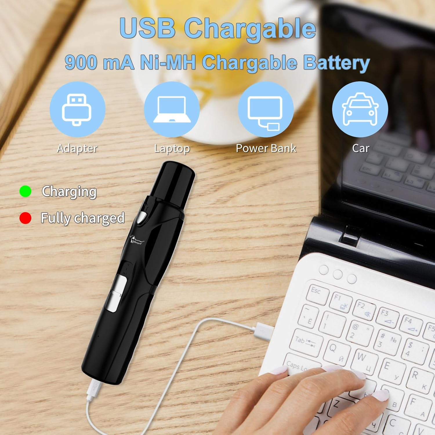 Pet Nail Grinder with LED Light & 2 Grinding Heads, 2-Speed Low Noise & More Powerful Dog Nail Grinder, Pet Nail Trimmer File, Painless Paw Claw Care, Quiet Toenail Grooming Tool for L/M/S Dogs/Cats - Image 6