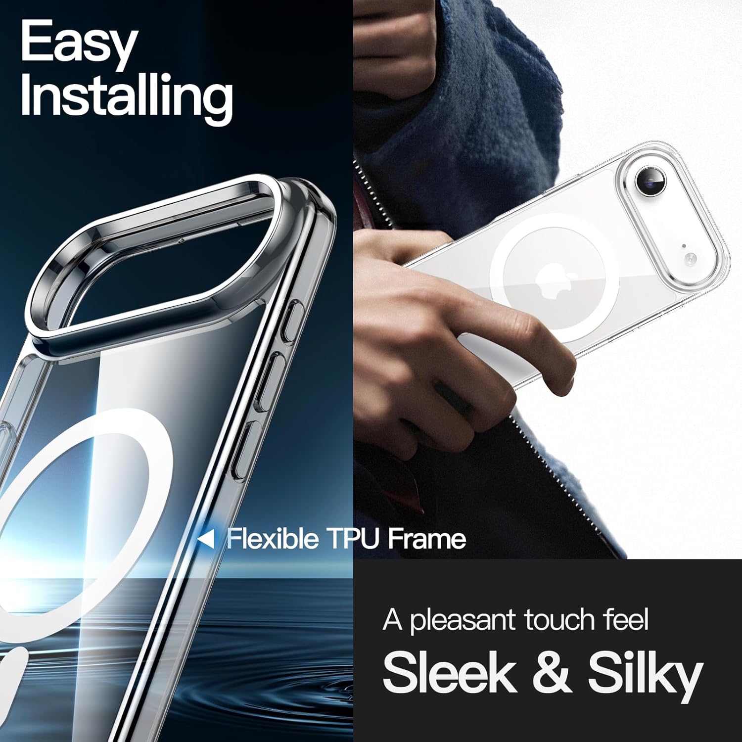 JETech Magnetic Case for iPhone Air Compatible with MagSafe, Shockproof Phone Bumper Cover, Anti-Scratch Clear Back, 6.5-Inch Display (Clear) - Image 6