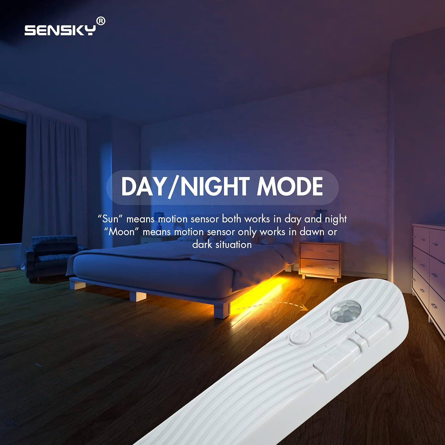 Sensky Motion Sensor LED Strip Lights Rechargeable Motion Activated Light Strip Dimmable Cabinet Strip Lighting for Wardrobe, Gun Safe, Cabinet, Pantry, Closet (1M, Warm White) - Image 7