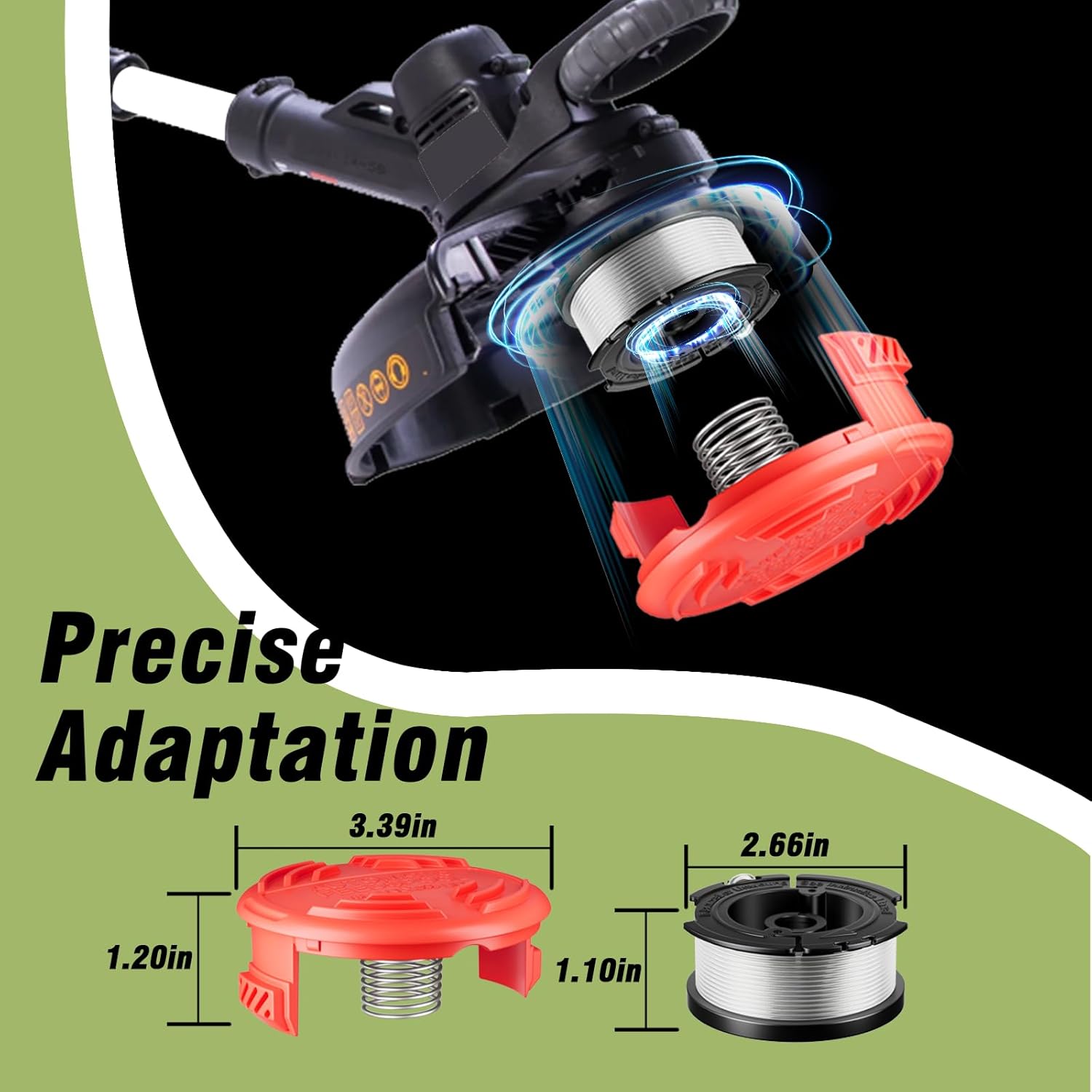 7 Pcs AF-100 Weed Eater Strings Compatible with Black and Decker Weed Eater, 0.065’’ AFS Automatic Feed Replacement Spool, 6 Pcs Spools(180ft Total), 1 Pcs RC-100-P Trimmer Cap and Spring - Image 4