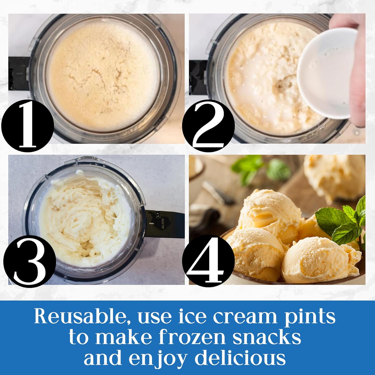 24 oz Deluxe Creami Pints and Lids for Ninja - 2 Pack 11-in-1 Creamy Icecream Containers Cups Jars Tubs Canisters Set, Smoothie Pot Compatible with NC501 NC500 Series Creamer Ice Cream Maker Machine - Image 5