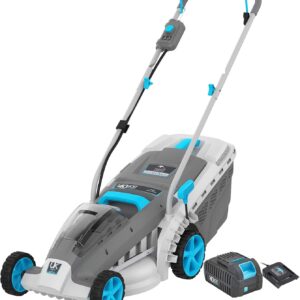 40V Cordless Lawn Mower 18 Inch Lightweight Lawnmower Brushless Motor 5 Cutting Heights Adjustable 2-1 Push Mowe W/Battery and Fast Charger