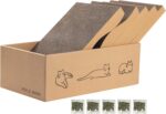 Poils bebe 5 PCS Cat Scratcher with Box, Reversible Cat Scratchers for Indoor Cats, Cardboard Cat Scratcher with Catnip, 2 Curved and 3 Flat Boards for Scratching Bed