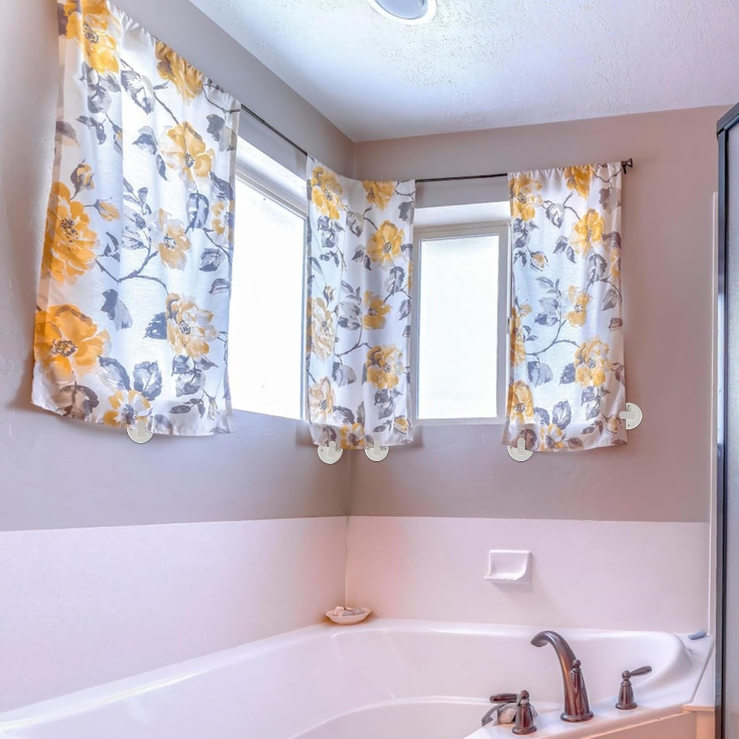 6 Pcs Shower Curtain Clips Self Adhesive Shower Splash Clips for Curtain Shower Curtain Weight Clip, Fix Shower Curtains and Curtains - Image 6