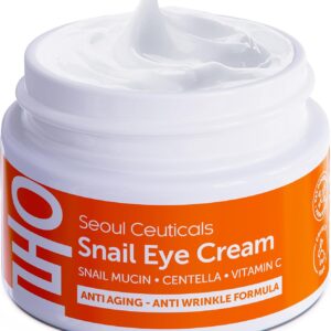 SeoulCeuticals Korean Snail Mucin Eye Cream - 97.5% Snail Filtrate K Beauty Anti Aging Under Eye Anti Wrinkle Eye Treatment Cream 0.5oz
