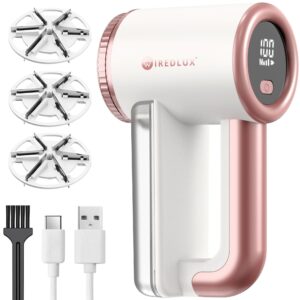 Rechargeable Fabric Shaver - Electric Lint Remover for Clothes & Couch - Adjustable 3-Speed, 6-Leaf Blade, LED Display, USB Charging - Depiller with Dual Protection (Midnight Black)