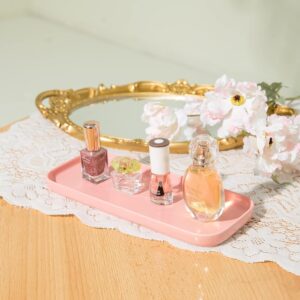 Ceramic Bathroom Tray,Kitchen Sink Organizer Tray,Cosmetics Holder (Pink)