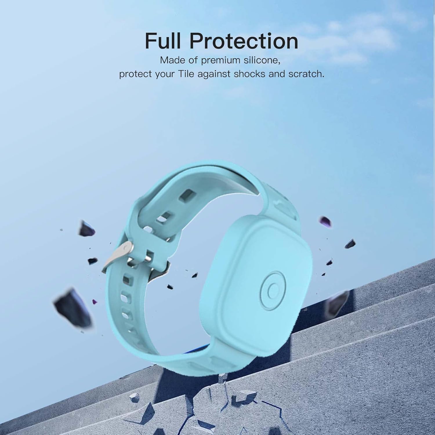 2-Pack Case for Tile by Life360 Mate (2024) / Tile Mate 2022,Waterproof Tile Mate Bracelet for Kids,GPS Tracker Anti-Lost Adjustable Tile Mate Strap for Toddler Child-Pink+Glow Blue - Image 2