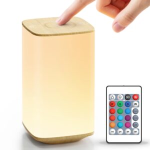 Auxmir Night Light Touch Sensor for Kids Baby, LED Bedside Table Lamp 13 RGB Colors Changing, USB Rechargeable Remote Control Adjustable Dimmable Portable Lamp for Baby Bedroom Nursery Living Room