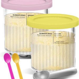 24 oz Deluxe Creami Pints and Lids for Ninja - 2 Pack 11-in-1 Creamy Icecream Containers Cups Jars Tubs Canisters Set, Smoothie Pot Compatible with NC501 NC500 Series Creamer Ice Cream Maker Machine