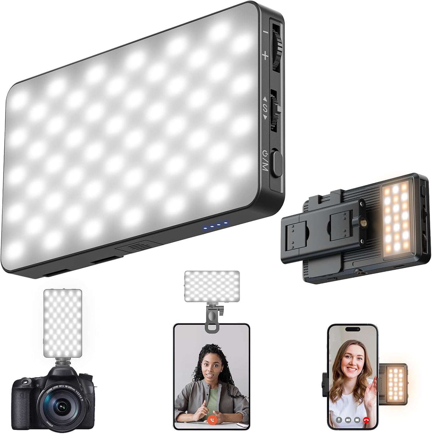 Selfie Light with Soft Diffuser & Built-in Stand – 96 LED Rechargeable Clip Fill Zoom Light for Phone, iPhone, iPad, Camera, for Makeup, TikTok, Vlog, and FaceTime Calls - Image 9