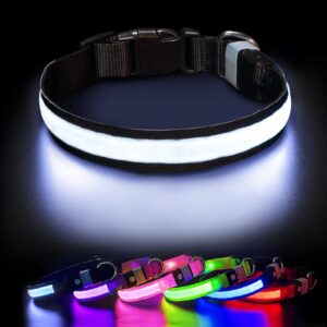 PcEoTllar LED Dog Collar, Light Up Dog Collars Rechargeable Glow Dog Collar Light RGB Colorful Dog Lights for Night Walking Waterproof Flashing Dog Collar for Small Medium Large Dogs Black L