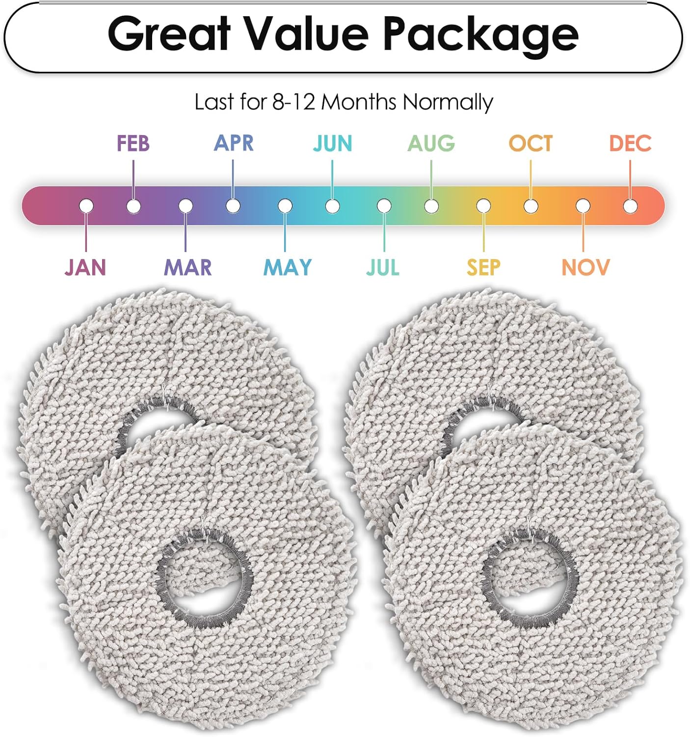 (4 Pack) Mop Pads for ECOVACS DEEBOT T30 Pro Max/ T30 Pro Omni/ T30S/ T30S Combo/ T30C Omni/ X5 Pro Omni/ X2 Omni X2 Pro T20 Omni X1 Omni X1 PRO Omni X1 PLUS T10 Omni T10 Turbo Yeedi M12 Pro+ X1 Turbo - Image 2