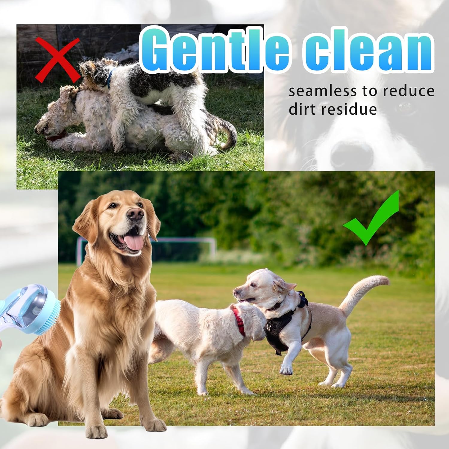 BOXOB Dog Bath Brush with Shampoo Dispenser, Pet Shower Dog Soap Scrubber for Bath Shedding Grooming Massage Brush for Long Short Haired Dogs & Cats Cleaning Supplies (Blue) - Image 7