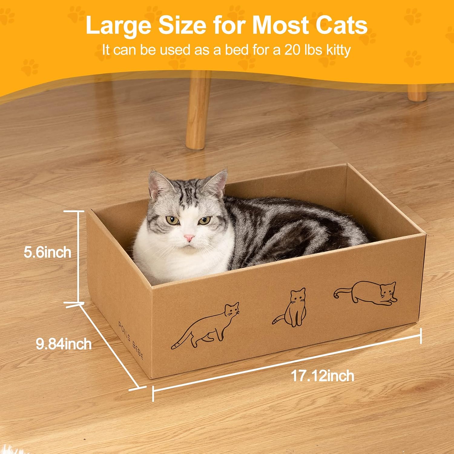 Poils bebe 5 PCS Cat Scratcher with Box, Reversible Cat Scratchers for Indoor Cats, Cardboard Cat Scratcher with Catnip, 2 Curved and 3 Flat Boards for Scratching Bed - Image 6