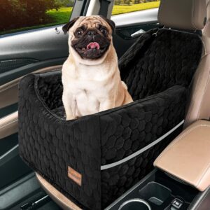 Dog Car Seat for Small Dogs, Dog Booster Car Seats for Dogs Under 30 lbs, Elevated Pet Car Seat with Storage Pockets and Belt, Detachable & Washable Dog Car Bed for Front/Back Seat(Black)