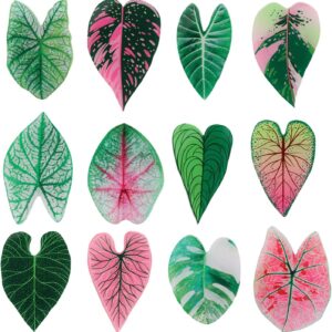 12pcs Leaf Shaped Fridge Magnets, Mini Plant Themed Decorative Funny Cute Refrigerator Magnets for Home Kitchen School Office Locker Decor Birthday Plant Lovers Gift