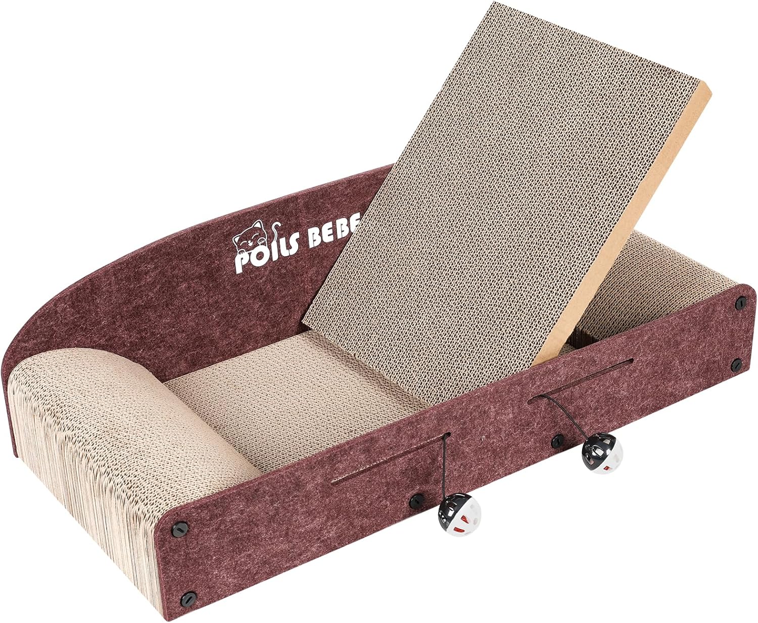 Poils bebe 5 PCS Cat Scratcher with Box, Reversible Cat Scratchers for Indoor Cats, Cardboard Cat Scratcher with Catnip, 2 Curved and 3 Flat Boards for Scratching Bed - Image 8