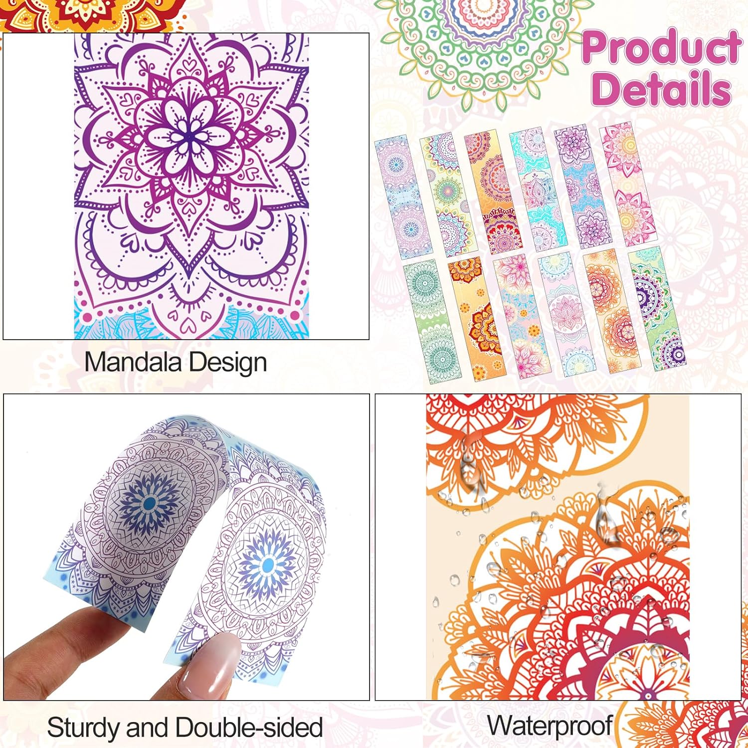 36 Pcs Mandala Paper Bookmarks, Double-Sided Paper Page Markers Bulk, Flower Bookmark Clips Reading Markers, Back to School Supplies for Students and Friends, Reading Gifts (15x4cm) - Image 5