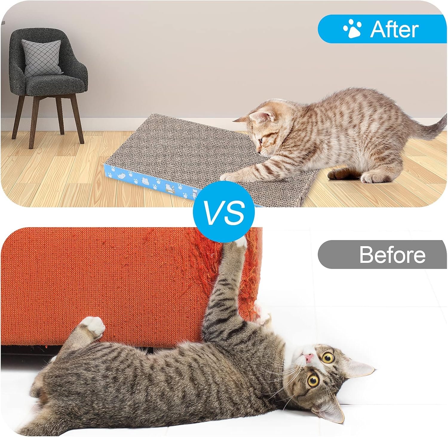 5 Packs in 1 Cat Scratch Pad, Cat Scratcher Cardboard,Reversible,Durable Recyclable Cardboard, Premium Scratch, Suitable for Cats to Rest, Grind Claws and Play - Image 6