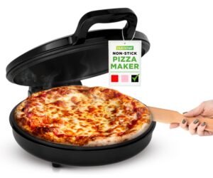 NutriChef Countertop Pizza Maker 1500W Non-Stick Electric Pizza Cooker Temp Control Handle Make 12" Pizzas, Eggs, Toast & More Cool-Touch Handles, Compact 175–400°F Black